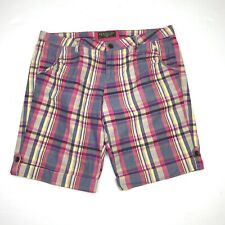 U.S. Polo Assn. Women's 13/14 Shorts Plaid Cuffed Cotton Preppy Above the Knee