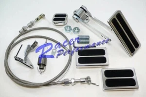 Kit de pedal de acelerador/gas/freno de aluminio Billet + cable trenzado de 36" y resorte de retorno - Imagen 1 de 8