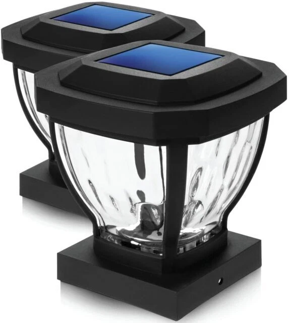 Home Zone Security Set of 2 Solar Post Cap Lights - Black