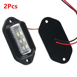 2x White 5W 6LED Car License Number Plate Light Tail Rear Lamp 6500K Waterproof