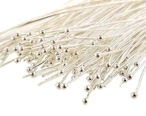 Silver Plated Quality Brass Ball Head Pins for Jewelry Making, Earrings - Hyp... - Picture 1 of 2