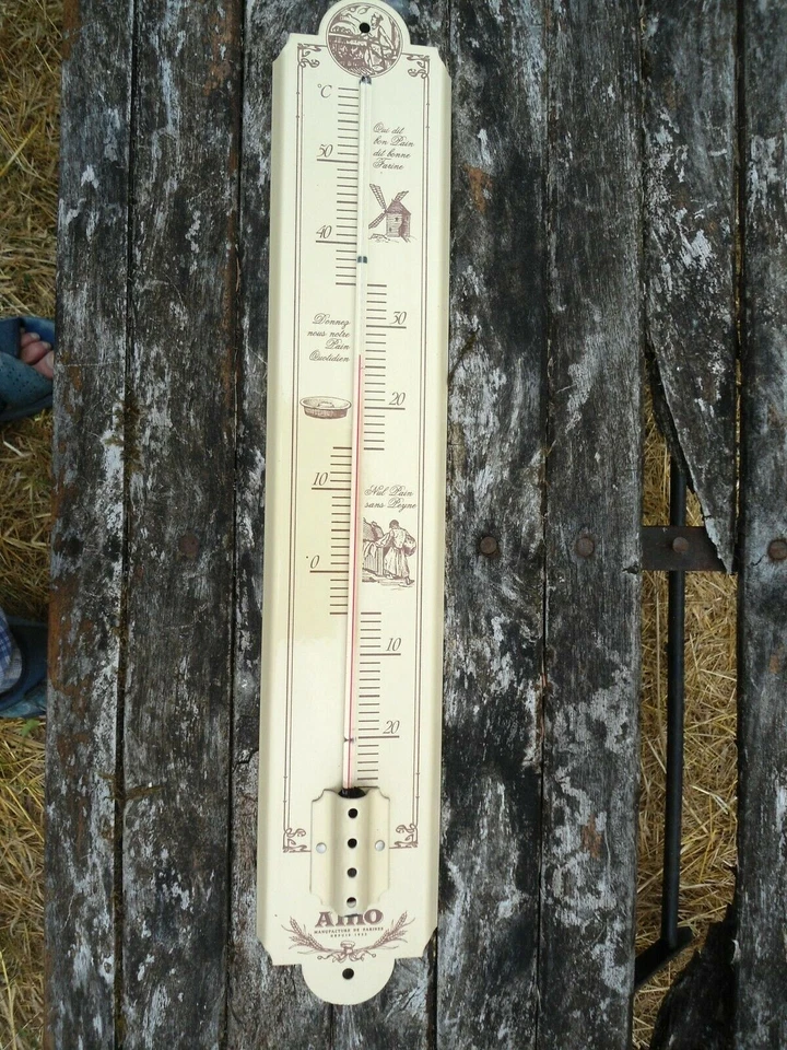 ARÉMAIL Thermomètre émaillé publicitaire MOULIN AMO 50 CM émail véritable made in France