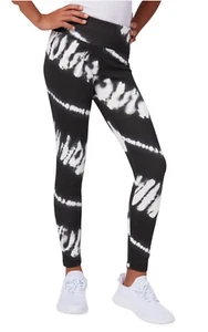 Justice Girls Black Full Length Leggings Tie Dye Elastic Waistband Logo Size 7/8 - Picture 1 of 12