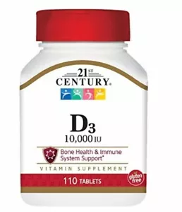 21st Century Vitamin D3 10000 IU Tablets 110ct -Expiration Date 08-2026 - Picture 1 of 2