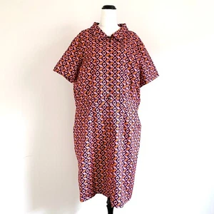 FROCK ME OUT Zip It Good shirt dress geo retro print stretch sz 20 - Picture 1 of 13