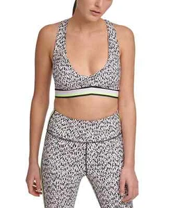 DKNY Sport Printed Low-Impact Sports Bra White Size L MSRP $45 - Picture 1 of 1