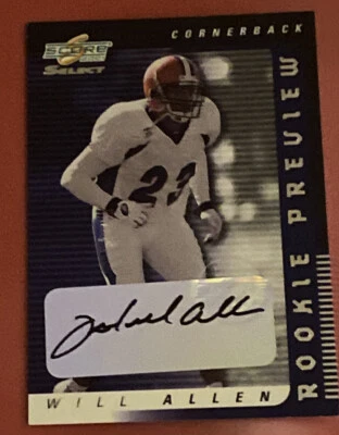 2001 Score Select Rookie Preview Will Allen Auto Autograph  - Image 1 of 2