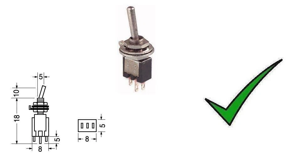 Deviatore levetta leva miniatura unipolare 3 posizioni ON-OFF-ON 250V 3A-125V 6A - Immagine 1 di 1