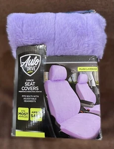 New Old Stock Auto Drive 2 Pack Seat Covers Plush Lavender - Picture 1 of 6