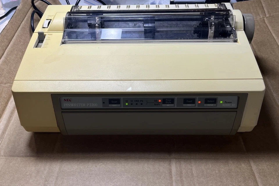 NEC Pinwriter Dot Matrix Printer P2200 w/ Cables ~ Powers On - Image 1 of 4