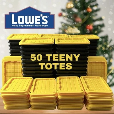 Lowe’s Project Source Teeny Black Totes with Yellow Lid (50 Mini Totes) A50 - Image 1 of 4