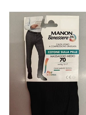 CALZE UOMO COMPRESSIONE GRADUATA - 70 DEN - NERO -CALZE SANITARIE - COTONE - Immagine 1 di 2