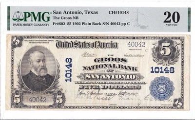 $5 1902 PB National SAN ANTONIO Texas TX 🇺🇸 Only 14 on Census 🇺🇸 - Image 1 of 2