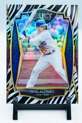 2021 SELECT PETE ALONSO Premier Level ZEBRA PRIZM SSP METS RARE #176 Baseball - Image 1 of 4