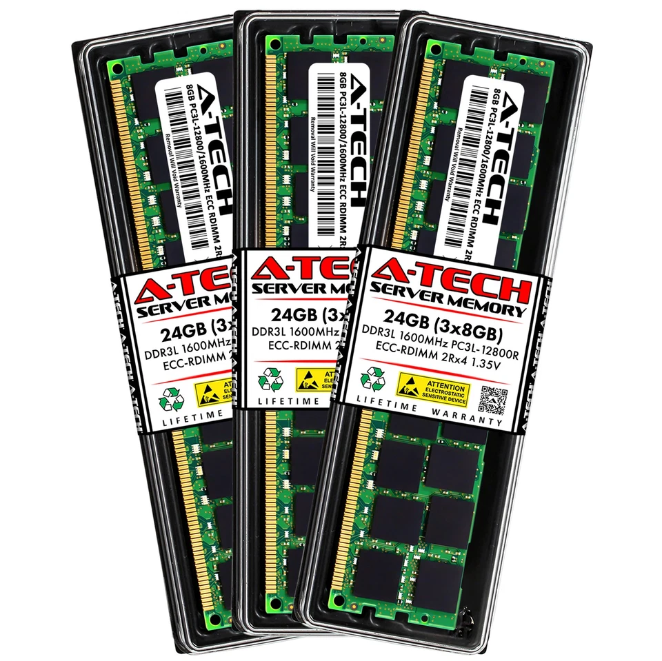 24GB 3x 8GB PC3L-12800R RDIMM Dell PowerEdge C6220 II M820 R620 R720 Memory RAM - Image 1 of 4