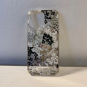 Kate Spade Protective Magsafe Case iPhone 15 Pro Max black Gold white Flower - Picture 1 of 5