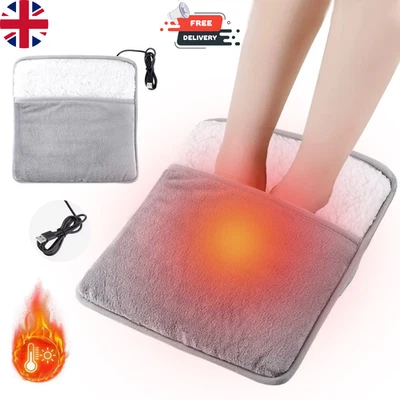 USB ELECTRIC FOOT WARMER PAD SOFT PLUSH HEATING MAT WINTER FEET CUSHION WASHABLE