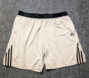 Adidas Aeroready Shorts Mens 2XL Ivory Off White Zip Pockets Athletic 3 Stripe - Picture 1 of 10