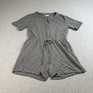 MOD REF Romper Womens XL Gray Short Sleeve Henley Drawstring Waist Loungewear - Picture 1 of 9