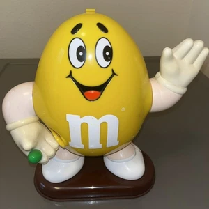 VINTAGE 1991 gelb lächelnd & winkend M&M SÜSSIGKEITENSPENDER - 10" HOCH - MARS INC - Bild 1 von 7