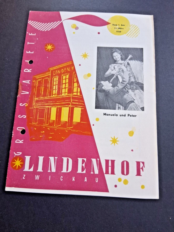 1959 märz ZWICKAU DDR programm VARIETÉ LINDENHOF zirkus circus acts - Bild 1 von 4