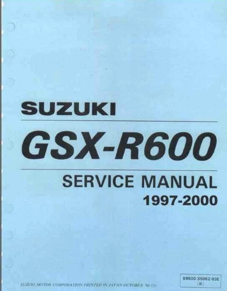 MANUALE OFFICINA REVISIONE RIPARAZIONE PDF SUZUKI GSX-R600 97-00 MANUALE DI S... - Immagine 1 di 1