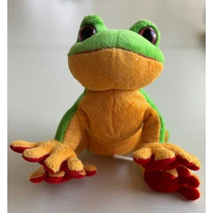Ganz Webkinz Sparkly Tree Frog Plush Stuffed Animal Green Orange No CodeEUC - Picture 1 of 9