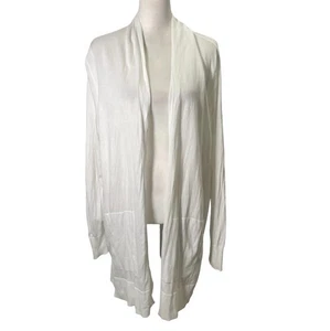 Lands' End Strickjacke Damen 1X weiß 100% Baumwolle vorne offen Langarm - Bild 1 von 17