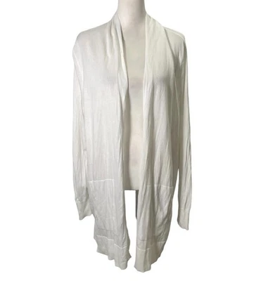 Cardigã Lands' End Feminino 1X Branco 100% Algodão Frente Aberta Mangas Compridas - Imagem 1 de 4