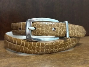 Lauren Ralph Lauren Reversible Croc Embossed Belt Sz 30 3/4”wide Logo Buckle GUC - Picture 1 of 7