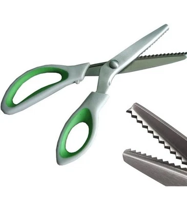 Green Pinking Shears Comfort Grips Crafts Zig Zag Cut Sewing Scissors,Profess... - Image 1 of 4