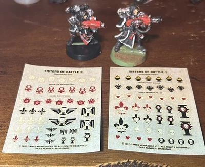 Warhammer 40K Sisters Of Battle Transfers Sheets + 2 Miniatures Games Workshop - Image 1 of 4