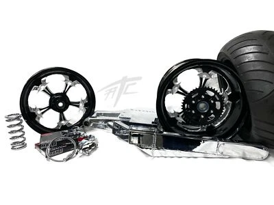 300 CHROME FAT TIRE KIT BLACK CONT ST FIGHTER WHEELS 12-20 KAWASAKI NINJA ZX-14R Foto 1 de 4
