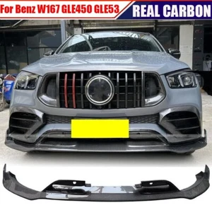REAL CARBON Front Bumper Lip Splitter For Benz W167 C167 GLE450 GLE53 2020UP - Imagen 1 de 14
