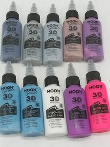 Bargain Lot of 10 Moon Glitter and neon 3d fabric paints, great colors! - Picture 1 of 9
