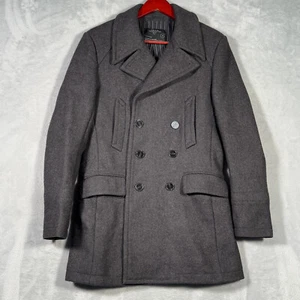 All Saints Coat 38 Gray Double Breasted Wool Peacoat Spitalfields Jacks Place - Picture 1 of 7