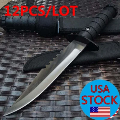 12X 11" Army TACTICAL SURVIVAL Survival Camping Fixed Blade Hunting Knife Bowie - Image 1 of 4