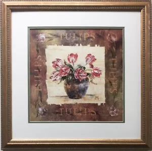 "Tulipanes"" Lena Liu Firmado a Mano Edición Limitada Enmarcado Arte Flor Floral Rosa - Imagen 1 de 4