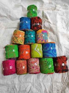 10 nos 1 kg Recycled Printed Chiffon silk 3 inch wide Rolls roll craft project - Picture 1 of 4