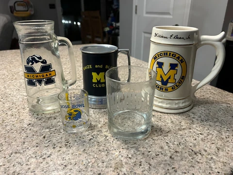 Collectible Vintage Lot of 5 University of Michigan Wolverines Cups and Mugs Cover