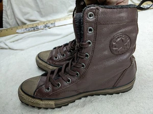 Converse Chuck Taylor Damen 6 schokobraun Outsider hoher Reißverschluss Leder Spitze - Bild 1 von 11