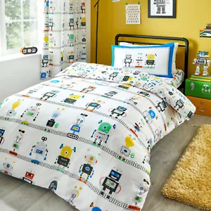 Kids Childrens Space Robots White Multicolour Duvet Cover Set OR Accessories - Picture 1 of 15