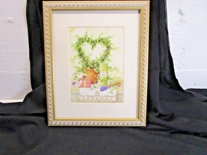 Framed picture Floral Heart And "Botanical Body Powder" Can Gilded Frame 11"x9" - Picture 1 of 4