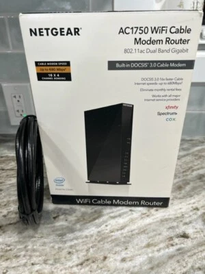NETGEAR AC1750 WiFi Cable Modem Router 802.11 ac Dual Band Gigabit - Image 1 of 4