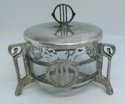 Art Nouveau WMF  Silver Plated Butter Dish  Sugar Bowl with Glass - Image 1 of 4