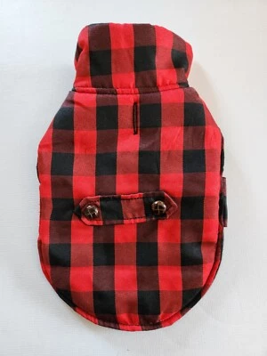 Simply Dog 超小号 XS 狗狗外套红色黑色方格羊毛  — 第 1/4 张图片