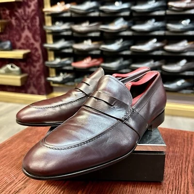 Mocassim Masculino de Couro Borgonha Ferragamo US$ 920 Tamanho 9,5 D Fabricado nos EUA na Itália - Imagem 1 de 4