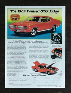 1969 Pontiac GTO The Judge Die Cast The Danbury Mint Full Page Ad - 823 - Picture 1 of 1