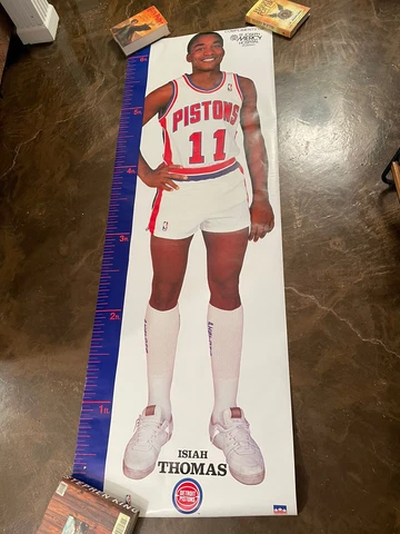 Vtg ISIAH THOMAS NBA Detroit Pistons Height Measure Life-Size Posters 76x26 NEW Cover