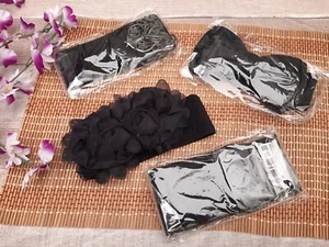 Women's 4 Pack WIDE WASPIE STRETCH BELTS ~ Black ~ Sz M ~ 26"-33.5" Waist  ~ NEW - Picture 1 of 7